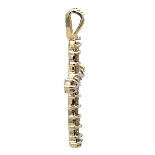 1/3ctw Diamond 10k Yellow Gold Cross Pendant 1.4g