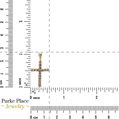 1/3ctw Diamond 10k Yellow Gold Cross Pendant 1.4g