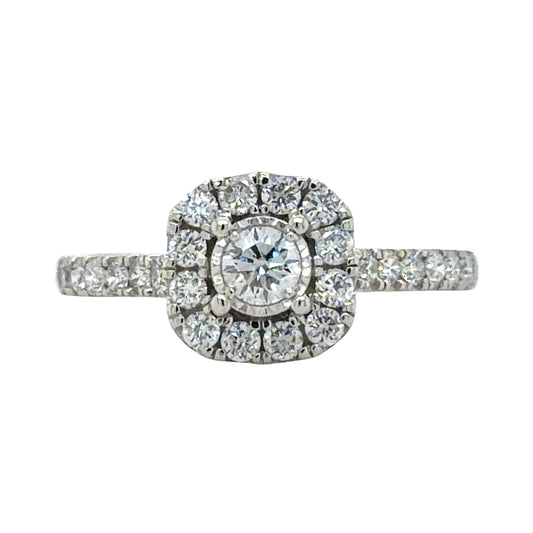 0.40ctw Lab Grown Diamond 10k White Gold Halo Ring 2.2g Size 6.75