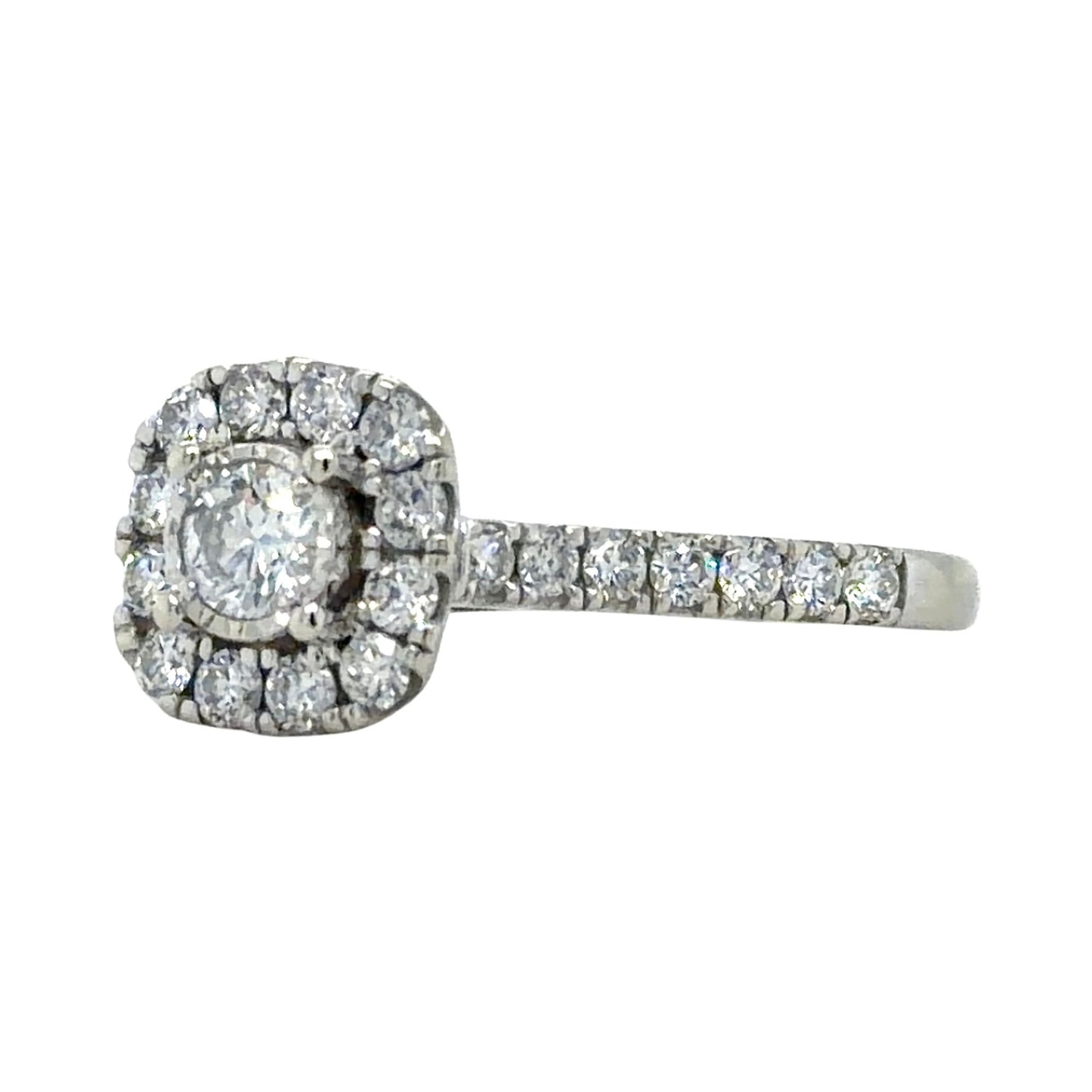 0.40ctw Lab Grown Diamond 10k White Gold Halo Ring 2.2g Size 6.75