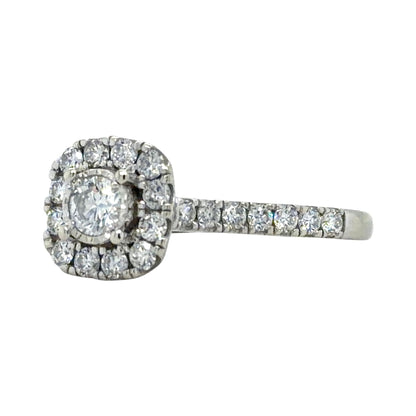 0.40ctw Lab Grown Diamond 10k White Gold Halo Ring 2.2g Size 6.75