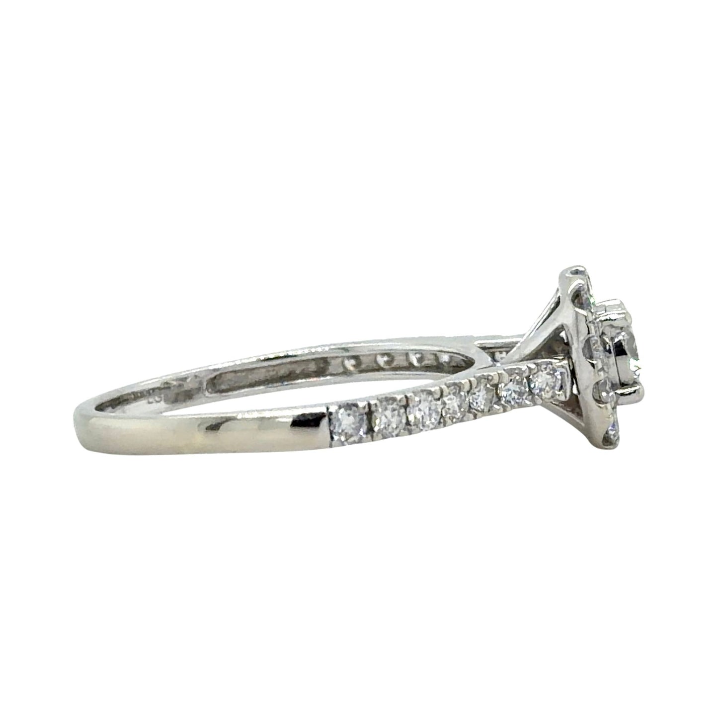 0.40ctw Lab Grown Diamond 10k White Gold Halo Ring 2.2g Size 6.75