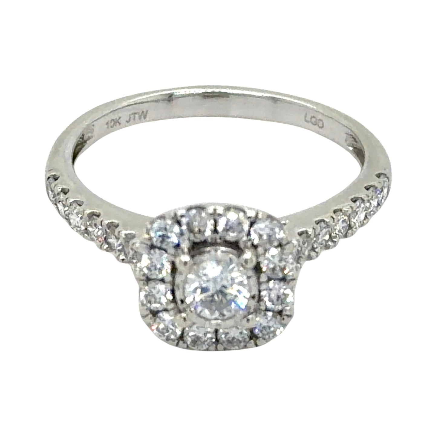 0.40ctw Lab Grown Diamond 10k White Gold Halo Ring 2.2g Size 6.75