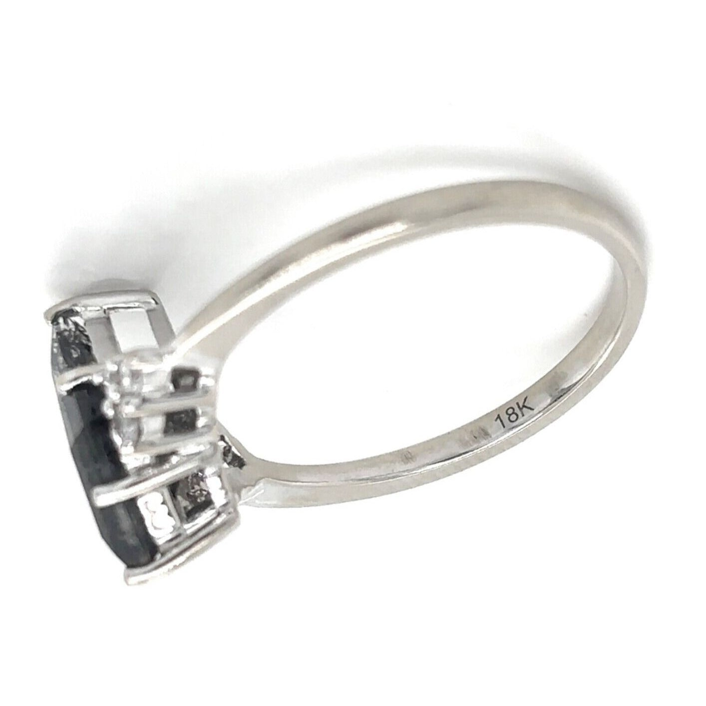 Rutilated Quartz & Diamonds 18k White Gold Ring 2.7g Size 6.5