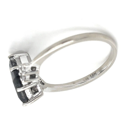 Rutilated Quartz & Diamonds 18k White Gold Ring 2.7g Size 6.5