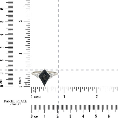 Rutilated Quartz & Diamonds 18k White Gold Ring 2.7g Size 6.5