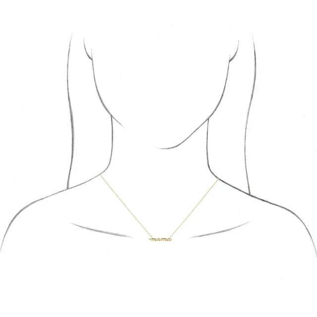 Sterling Silver "Mama" Script Necklace 18" Chain