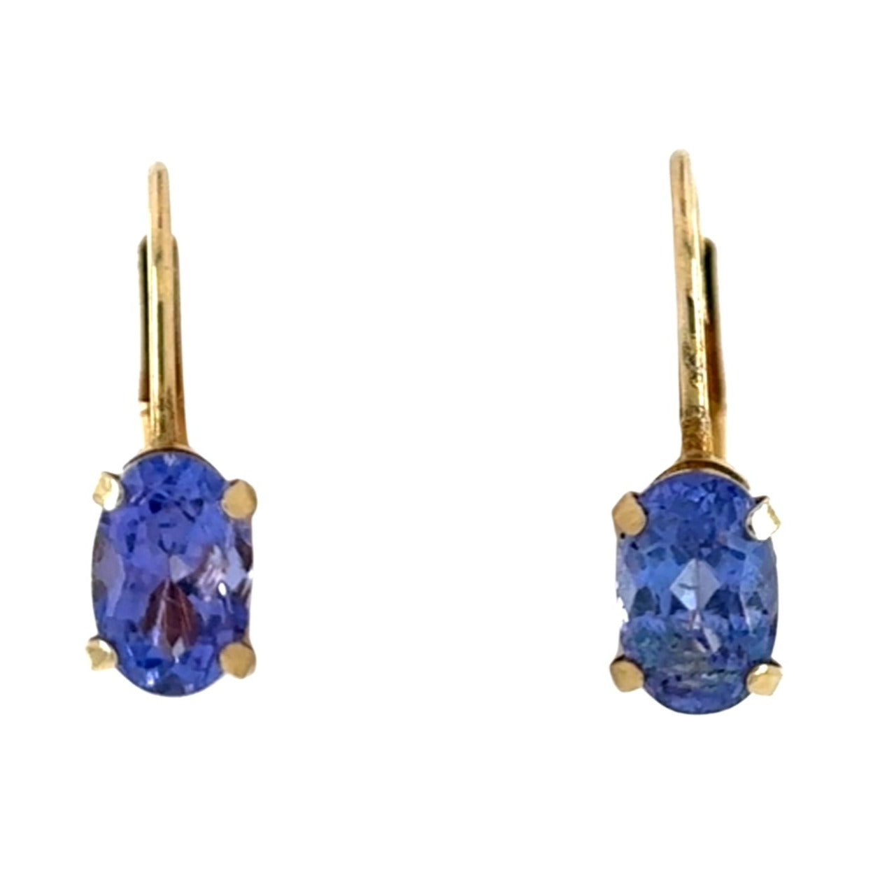 1/2ctw Tanzanite Purple Leverback Earrings 0.9g 14K Yellow Gold