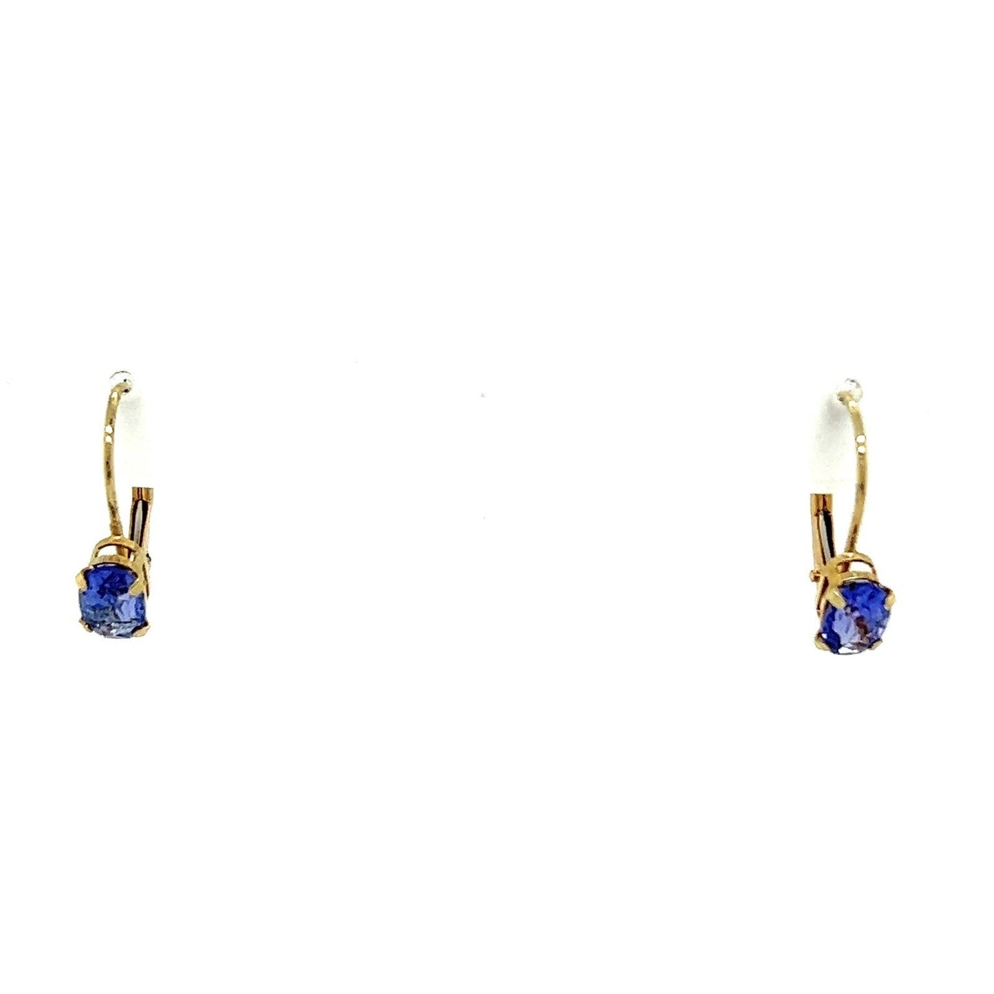 1/2ctw Tanzanite Purple Leverback Earrings 0.9g 14K Yellow Gold