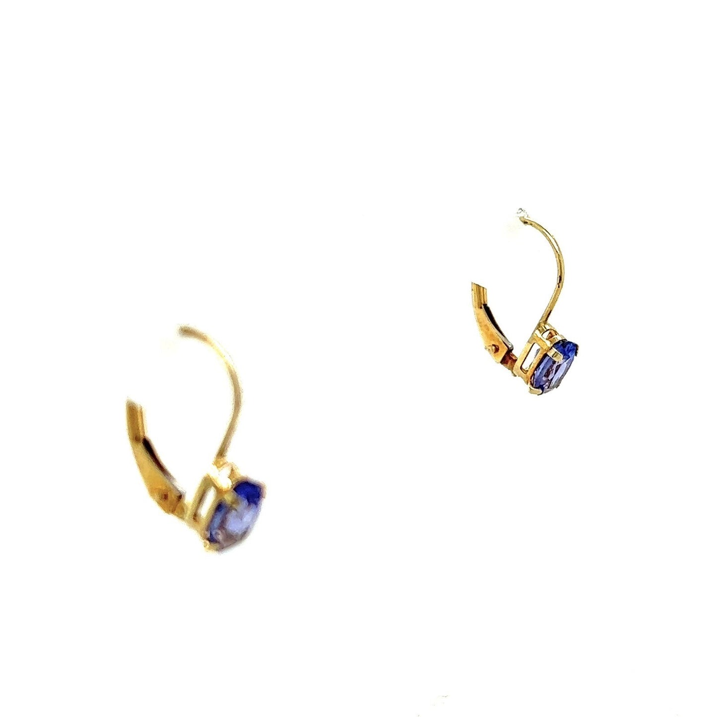 1/2ctw Tanzanite Purple Leverback Earrings 0.9g 14K Yellow Gold