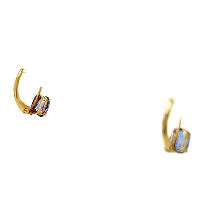 1/2ctw Tanzanite Purple Leverback Earrings 0.9g 14K Yellow Gold