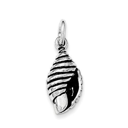 Sterling Silver Antiqued Spiral Shell Pendant 925