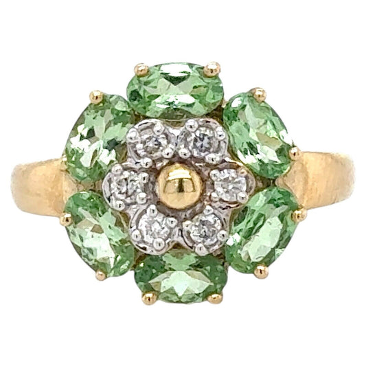 1.3ctw Tsavorite Garnet & Diamond 14k Yellow Gold Ring 2.9g Size 6.25