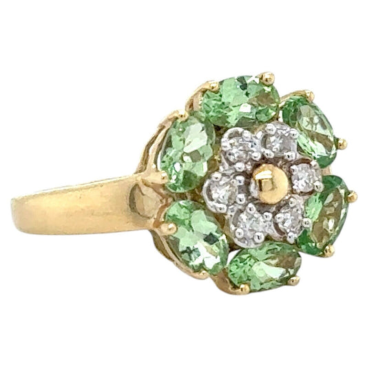 1.3ctw Tsavorite Garnet & Diamond 14k Yellow Gold Ring 2.9g Size 6.25