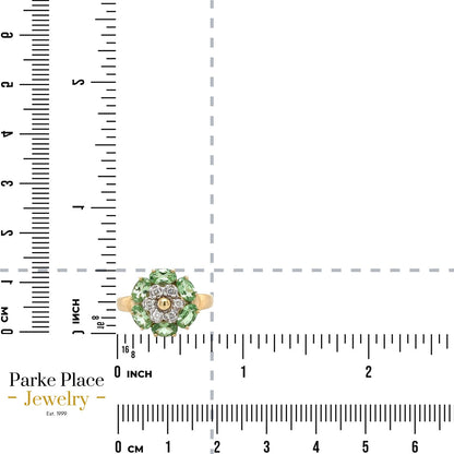 1.3ctw Tsavorite Garnet & Diamond 14k Yellow Gold Ring 2.9g Size 6.25