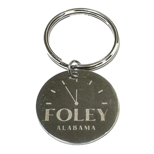 Foley, Alabama Clock Tower Stainless Steel Round Keychain