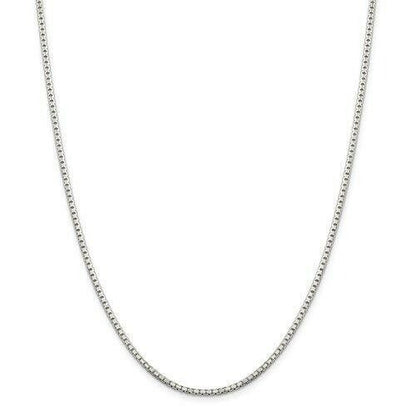 Sterling Silver Diamond-Cut Box Chain Necklace 20 Inch x 2mm 925
