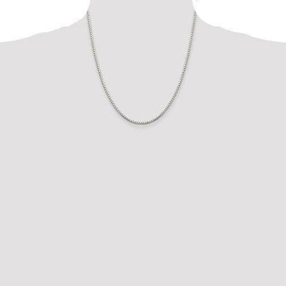 Sterling Silver Diamond-Cut Box Chain Necklace 20 Inch x 2mm 925