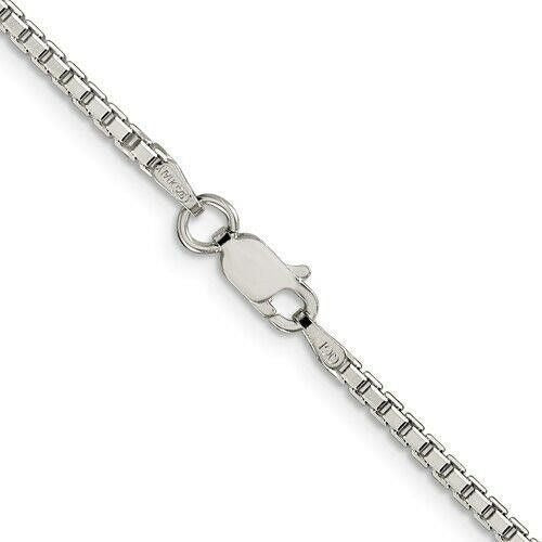Sterling Silver Diamond-Cut Box Chain Necklace 20 Inch x 2mm 925