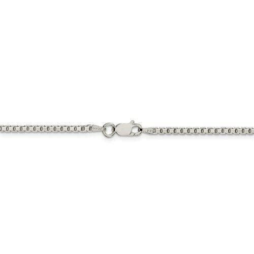 Sterling Silver Diamond-Cut Box Chain Necklace 20 Inch x 2mm 925