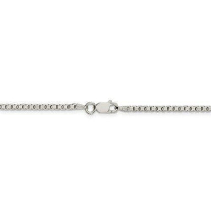 Sterling Silver Diamond-Cut Box Chain Necklace 20 Inch x 2mm 925