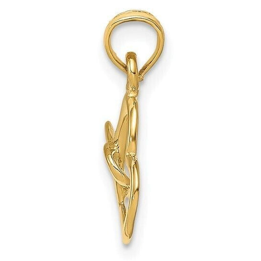 14K Yellow Gold Polished Intertwined Double Heart Pendant