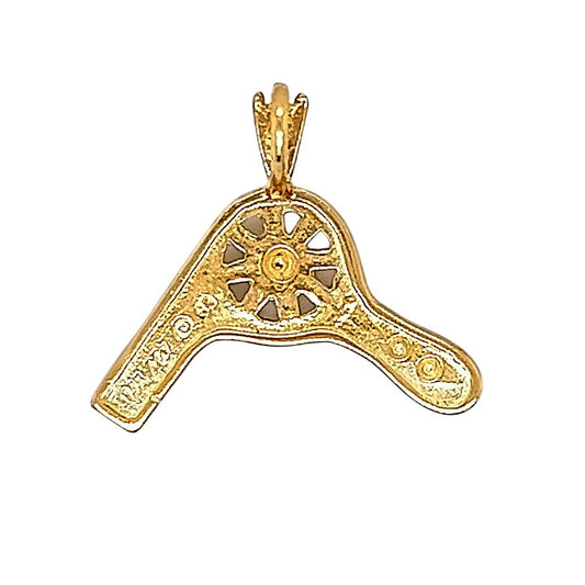 14K Gold Hair Dryer Blow Dryer Design Pendant 1.1g