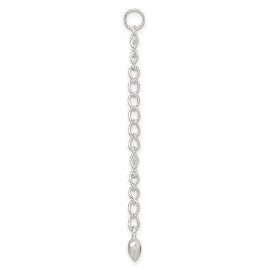 2 Inch Sterling Silver Extender Heart & Drop Accents