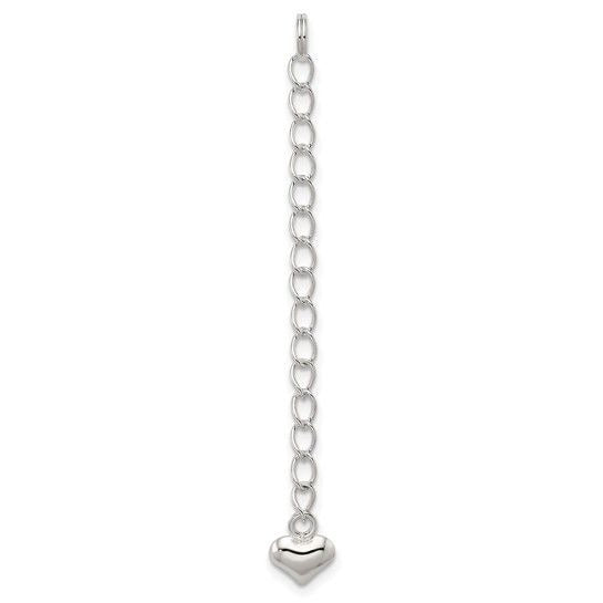 2 Inch Sterling Silver Extender Heart & Drop Accents