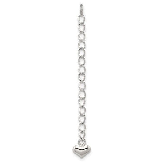 2 Inch Sterling Silver Extender Heart & Drop Accents