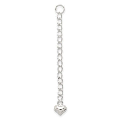 2 Inch Sterling Silver Extender Heart & Drop Accents