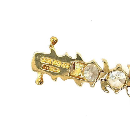 14K Yellow Gold 7" Tennis Bracelet With Round Cubic Zirconia Gemstones 15.4g