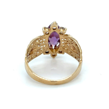 Imitation Amethyst & CZ 10k Yellow Gold Ring 3.0g Size 7