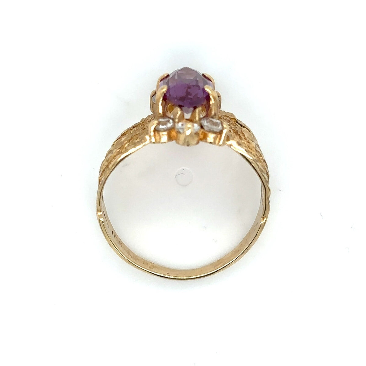 Imitation Amethyst & CZ 10k Yellow Gold Ring 3.0g Size 7
