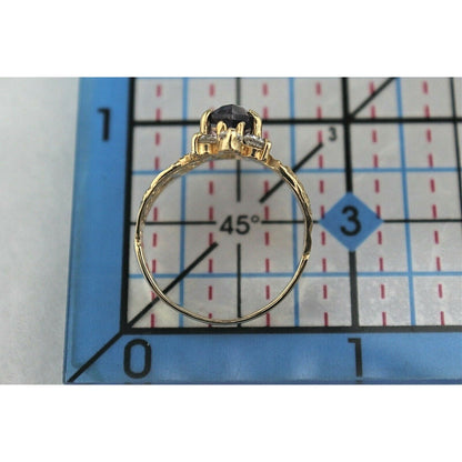 Imitation Amethyst & CZ 10k Yellow Gold Ring 3.0g Size 7