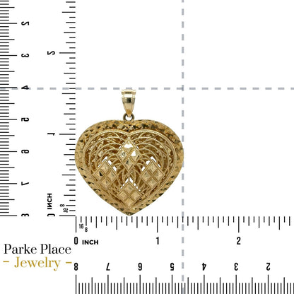 14k Yellow Gold Filigree Heart Pendant 5.6g