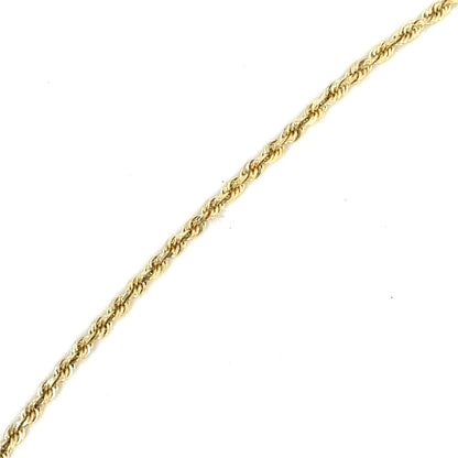 14K Gold Rope Chain Bracelet 8" inch Lobster Clasp 2.2g