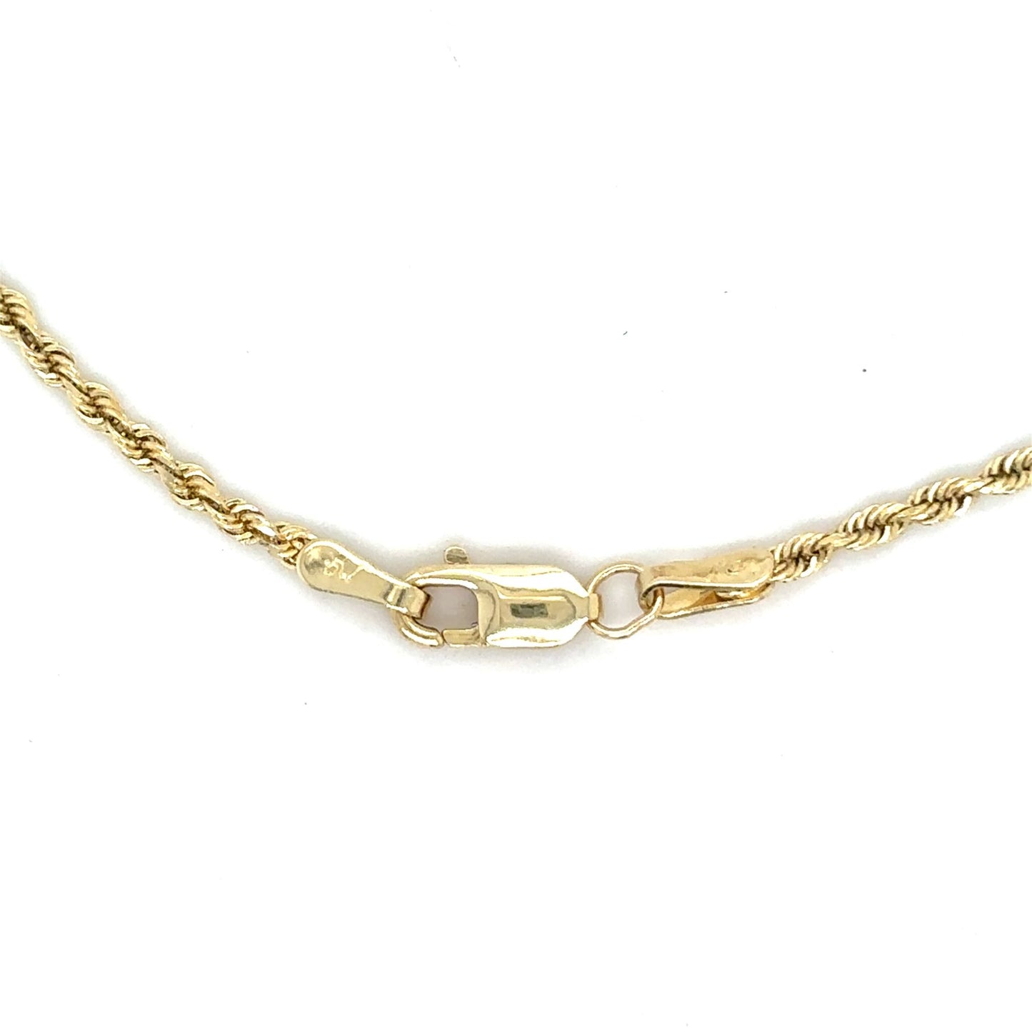 14K Gold Rope Chain Bracelet 8" inch Lobster Clasp 2.2g