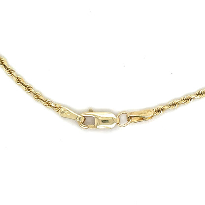 14K Gold Rope Chain Bracelet 8" inch Lobster Clasp 2.2g