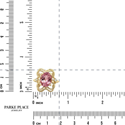 3.14ct Pink Tourmaline & Diamonds 14k Yellow Gold Ring 3.6g Size 5.5