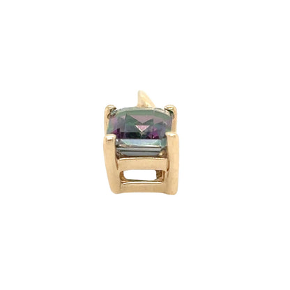 10k Yellow Gold Solitaire Mystic Topaz and Diamond Accented Pedant 1.8 g
