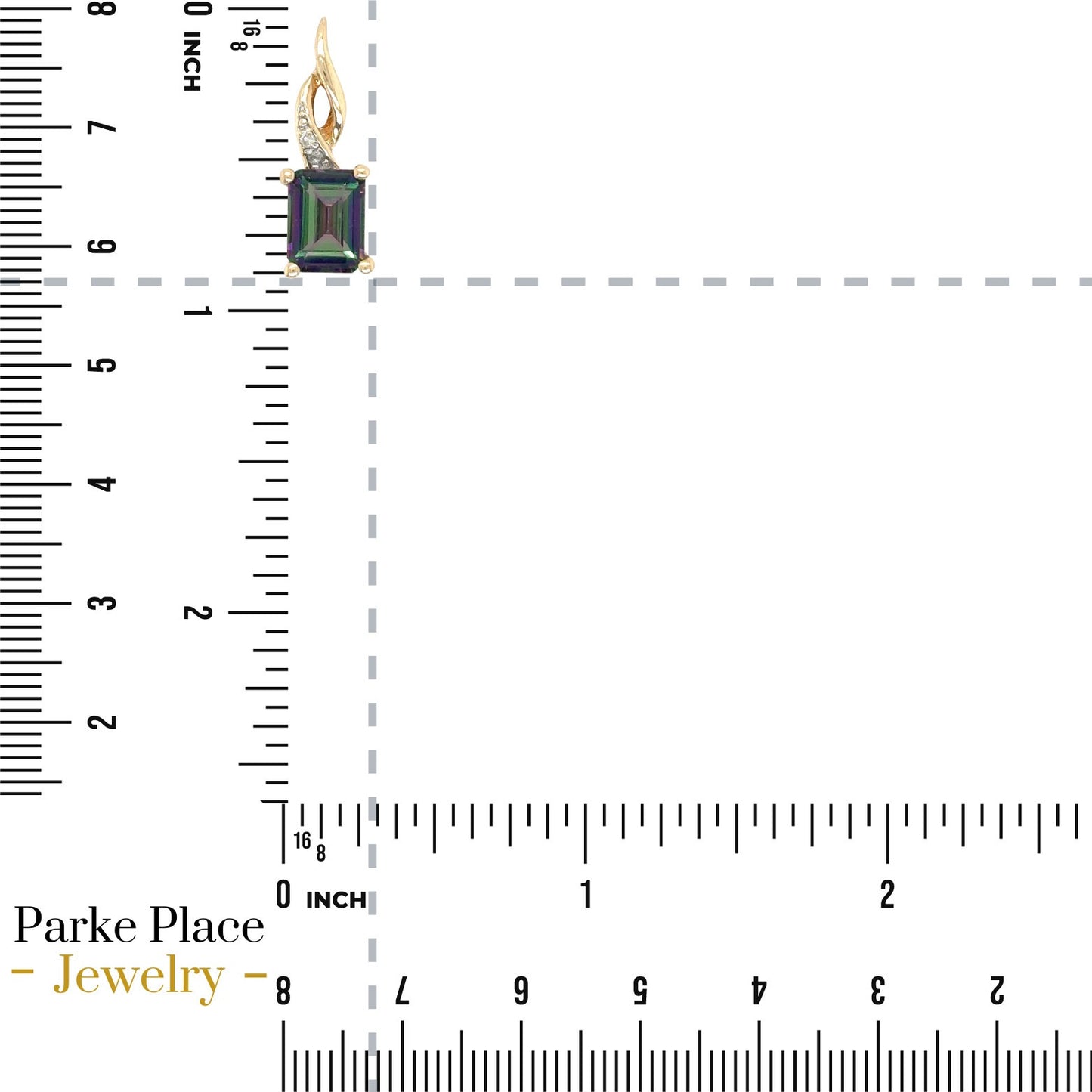 10k Yellow Gold Solitaire Mystic Topaz and Diamond Accented Pedant 1.8 g