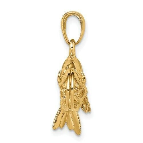 14K Yellow Gold Polished 3-D Shrimp Pendant