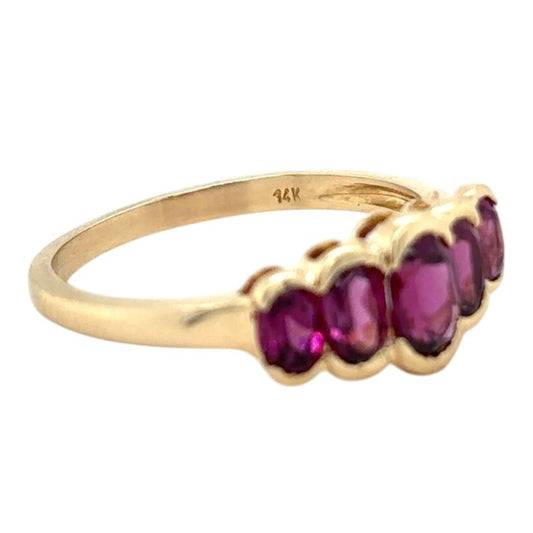 Amethyst Five-Stone 14k Yellow Gold Ring 2.2g Size 6.75