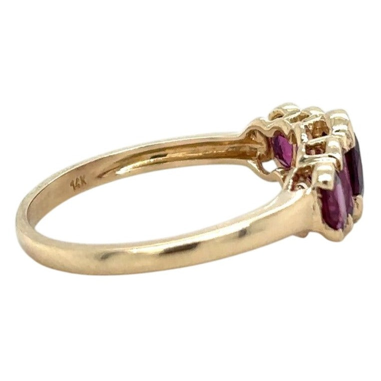 Amethyst Five-Stone 14k Yellow Gold Ring 2.2g Size 6.75