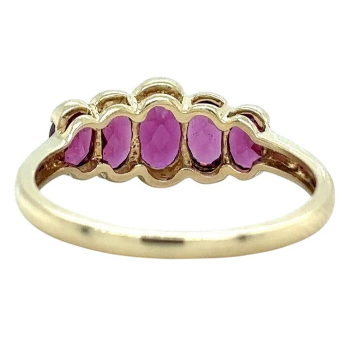 Amethyst Five-Stone 14k Yellow Gold Ring 2.2g Size 6.75