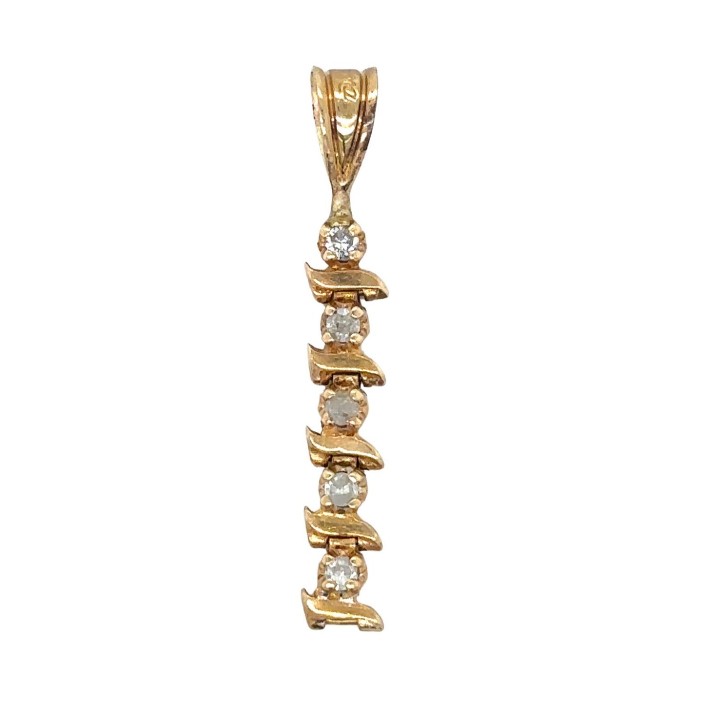 14k Yellow Gold Diamond Bar Pendant 1/10ctw
