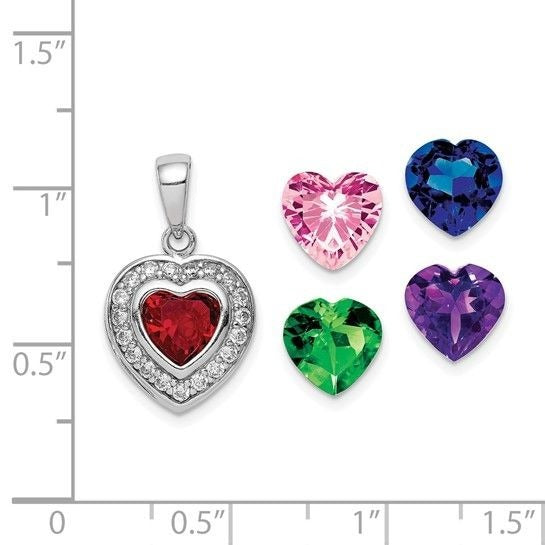 Heart-Shaped Sterling Silver Pendant With Interchangeable Gemstones