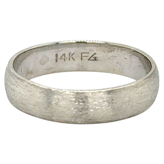 4mm 14k White Gold Wedding Band Ring 2.3g Size 5.5