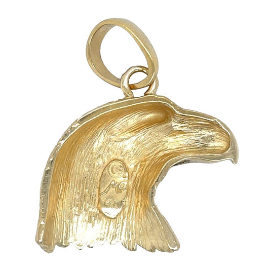 14k Yellow Gold Bald Eagle Head Pendant 6.8g